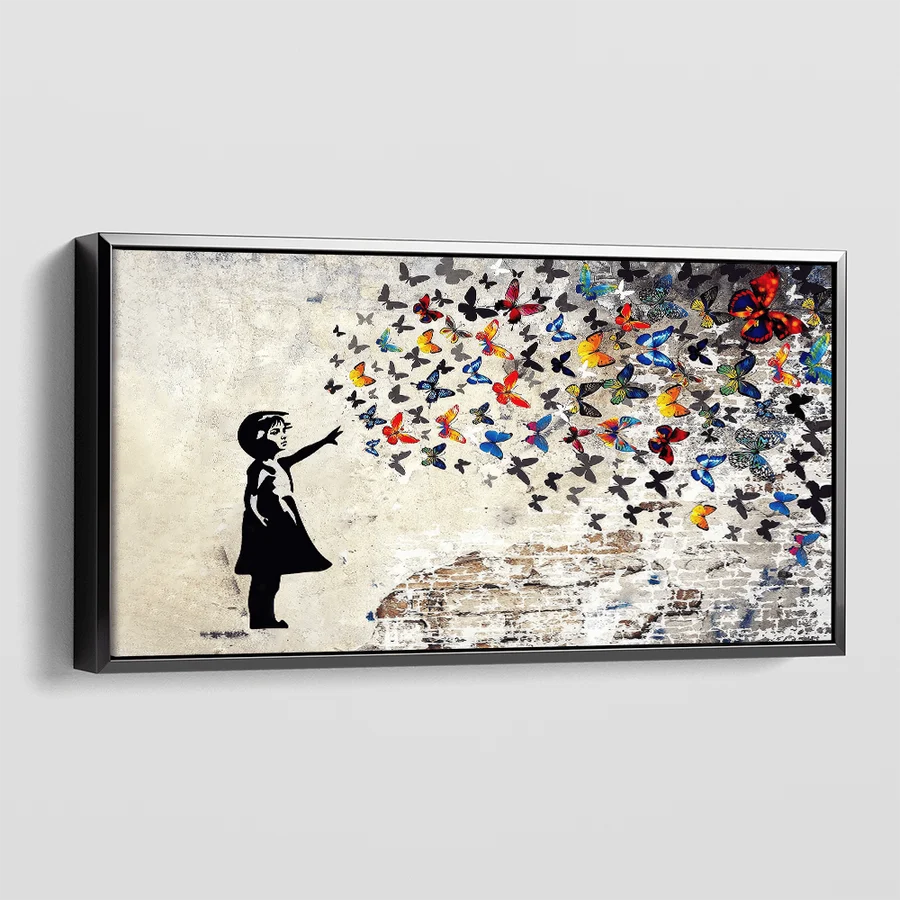 BANKSY FLYING BUTTERFLIES CANVAS